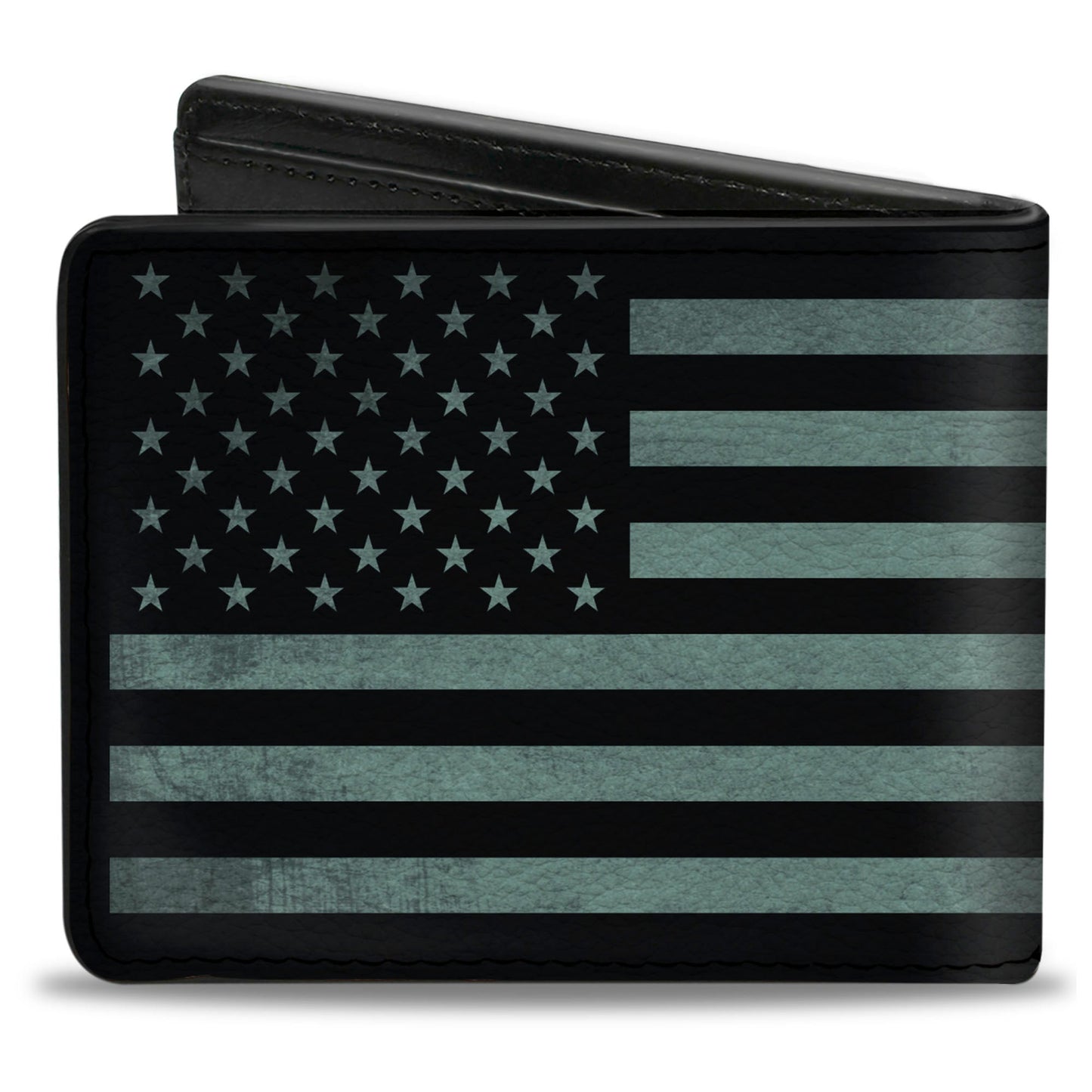 Bi-Fold Wallet - Americana Stars & Stripes Weathered Black Gray