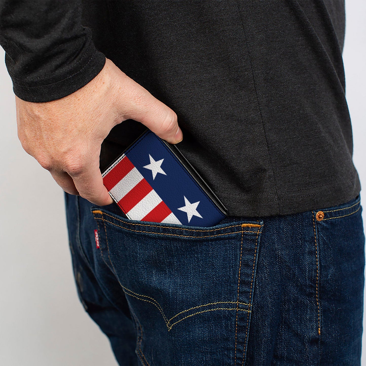 Bi-Fold Wallet - Americana Stars & Stripes2 Blue White Red White