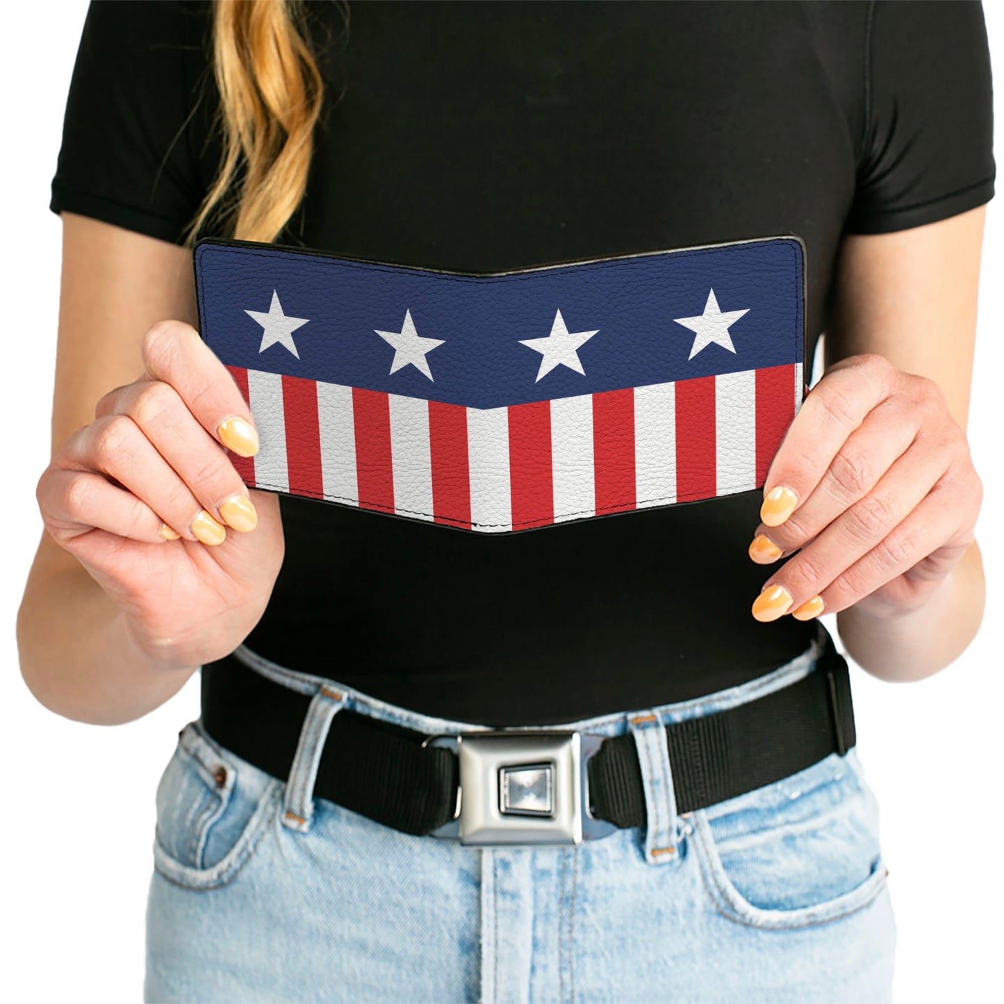 Bi-Fold Wallet - Americana Stars & Stripes2 Blue White Red White