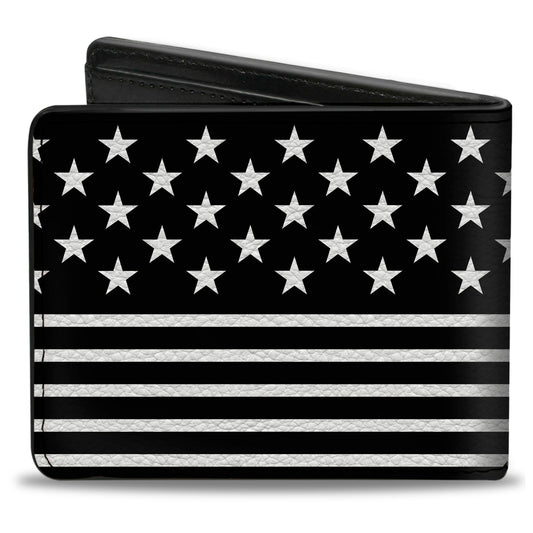 Bi-Fold Wallet - Americana Stars & Stripes2 Black White