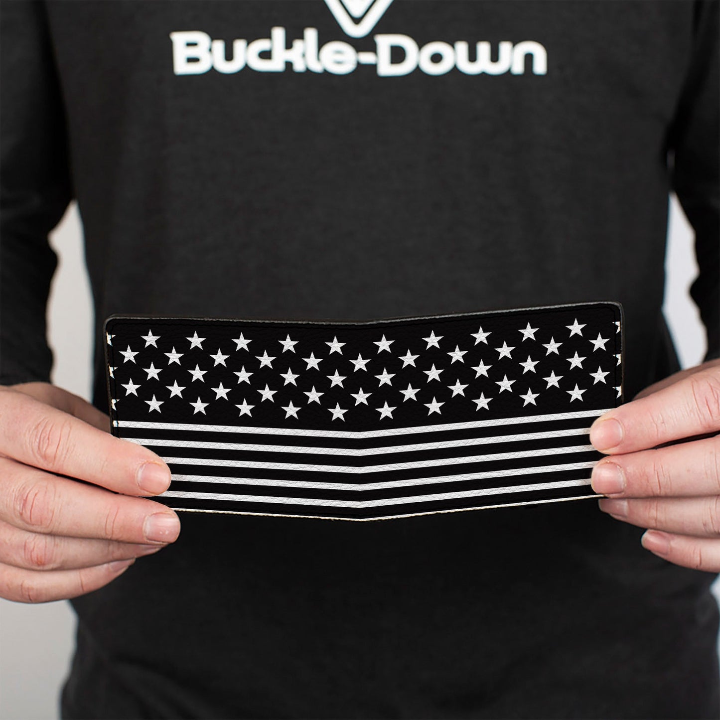 Bi-Fold Wallet - Americana Stars & Stripes2 Black White