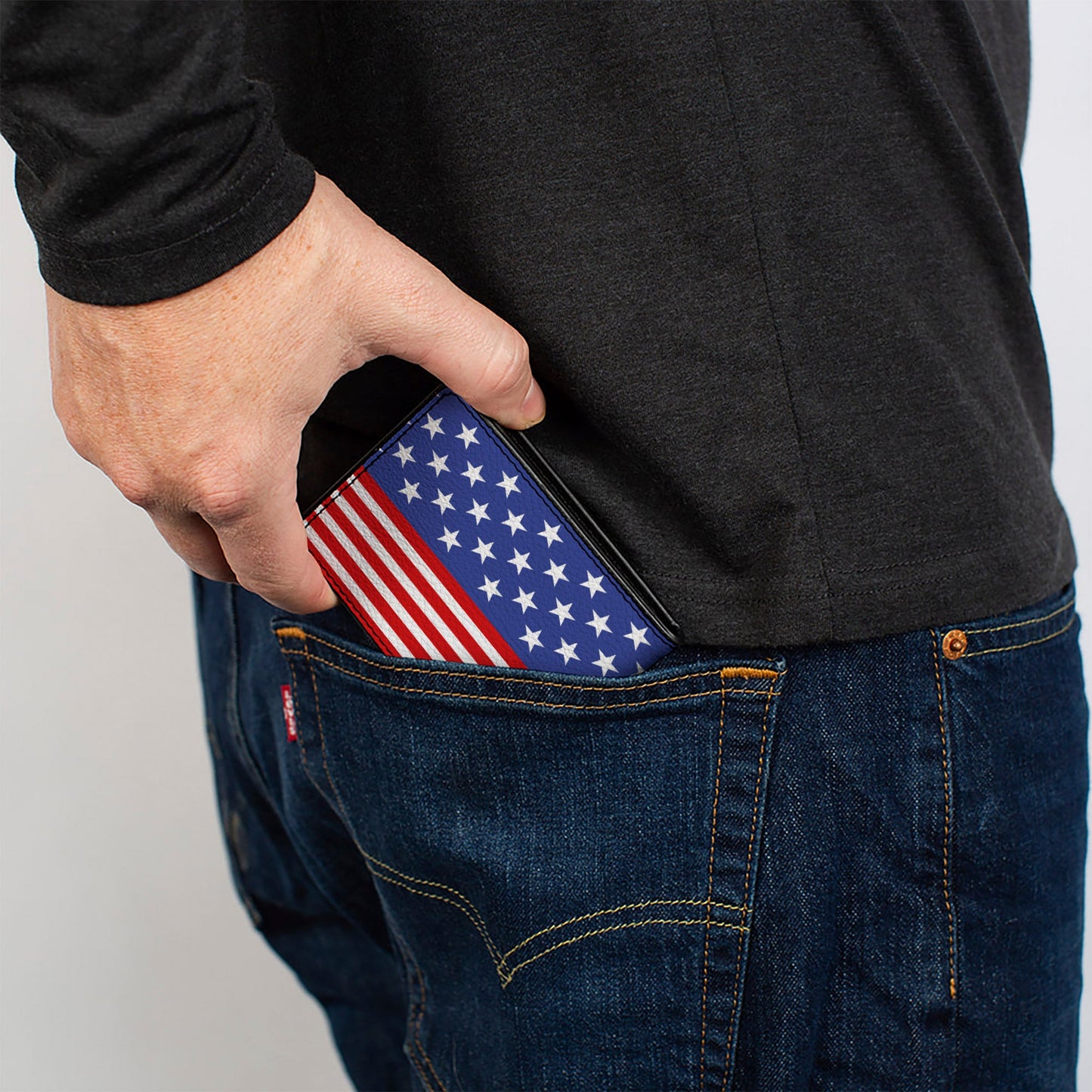 Bi-Fold Wallet - Americana Stars & Stripes3 Red White Blue