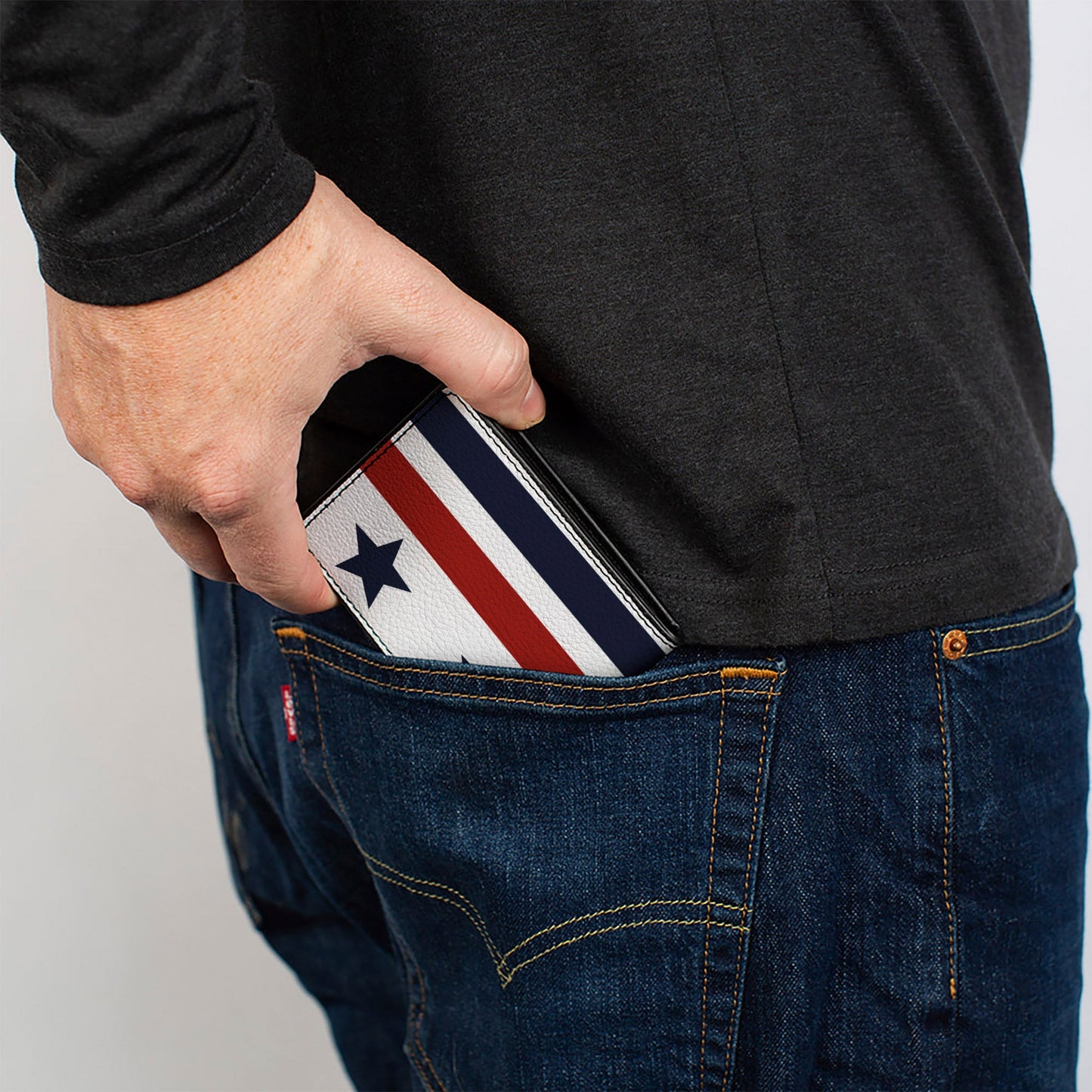 Bi-Fold Wallet - Americana Stars & Stripes5 White Blue Red