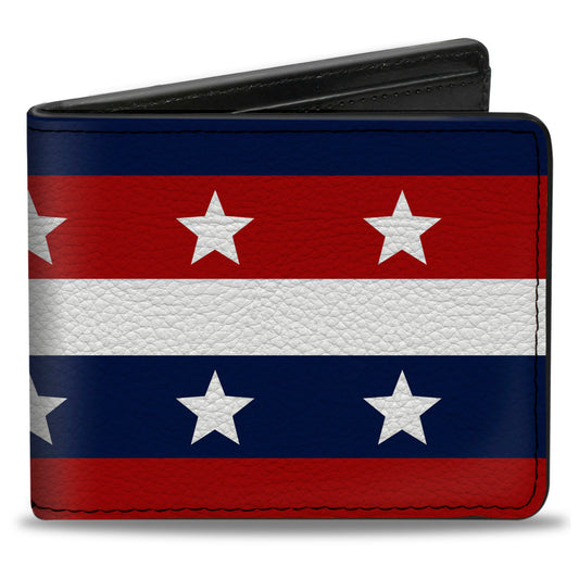 Bi-Fold Wallet - Americana Stripe w Stars Blue Red White