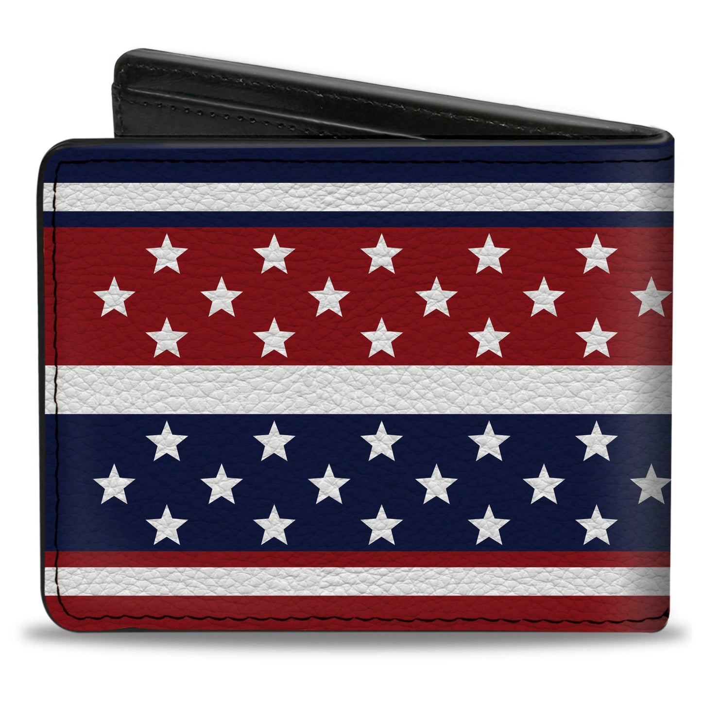 Bi-Fold Wallet - Americana Stripe w Mini Stars Blue Red White