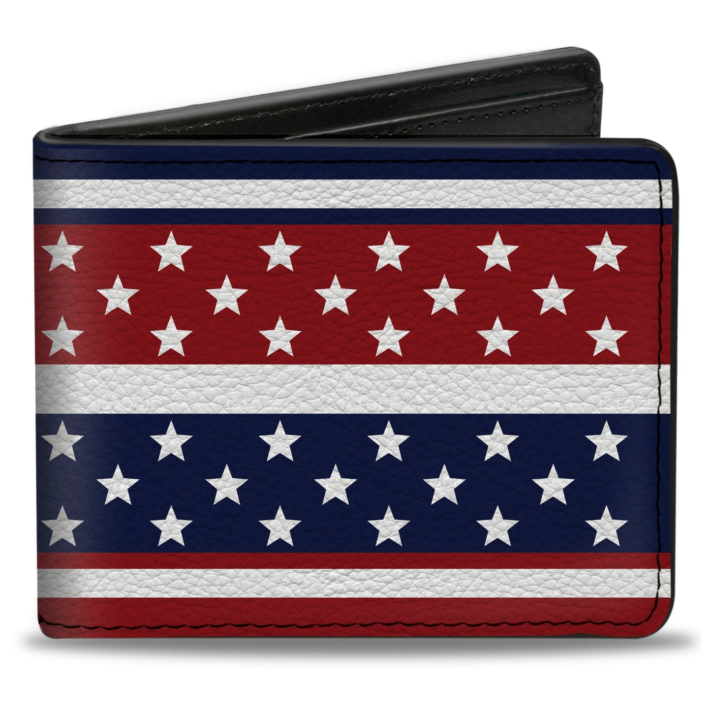 Bi-Fold Wallet - Americana Stripe w Mini Stars Blue Red White