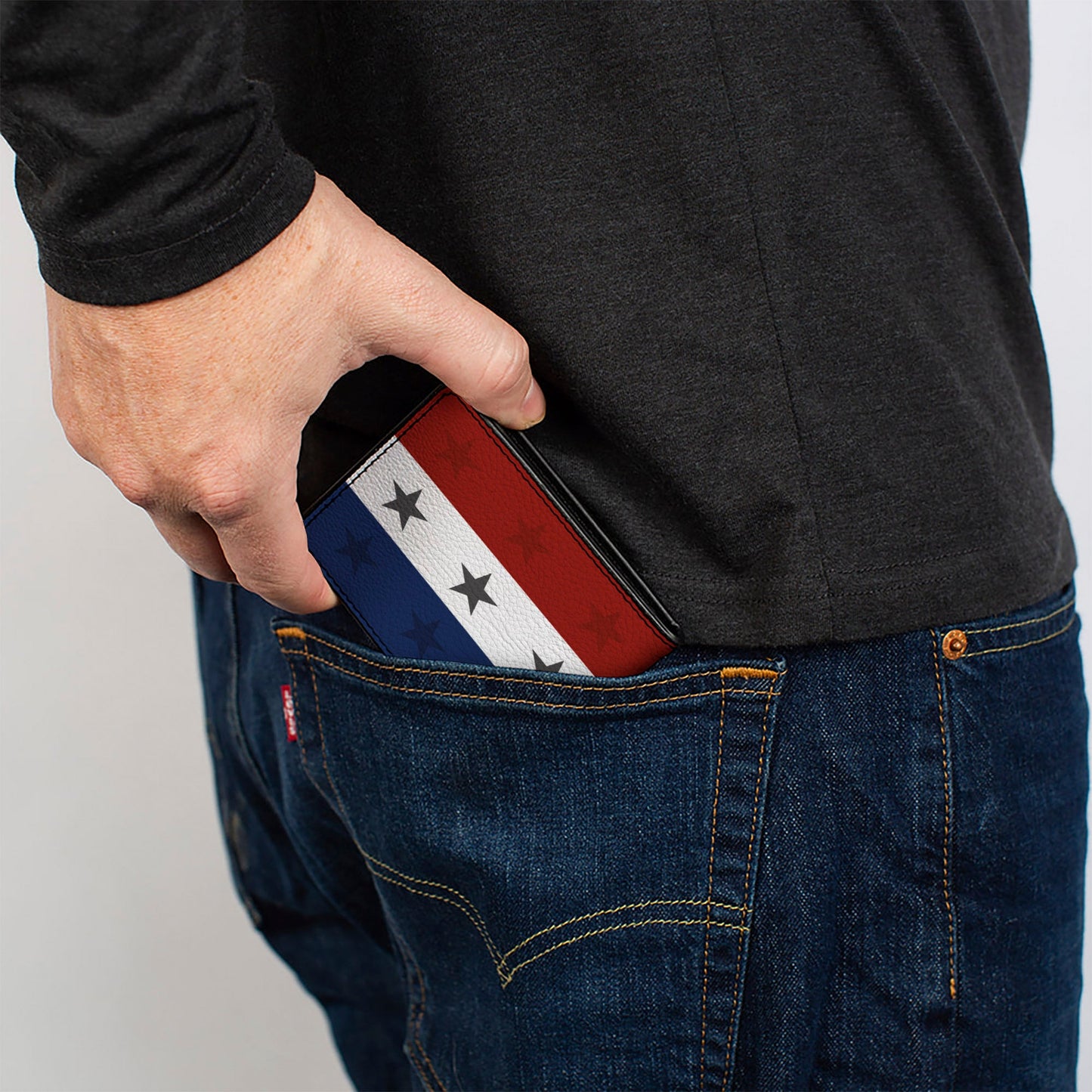 Bi-Fold Wallet - Americana Star Stripes Red White Blue