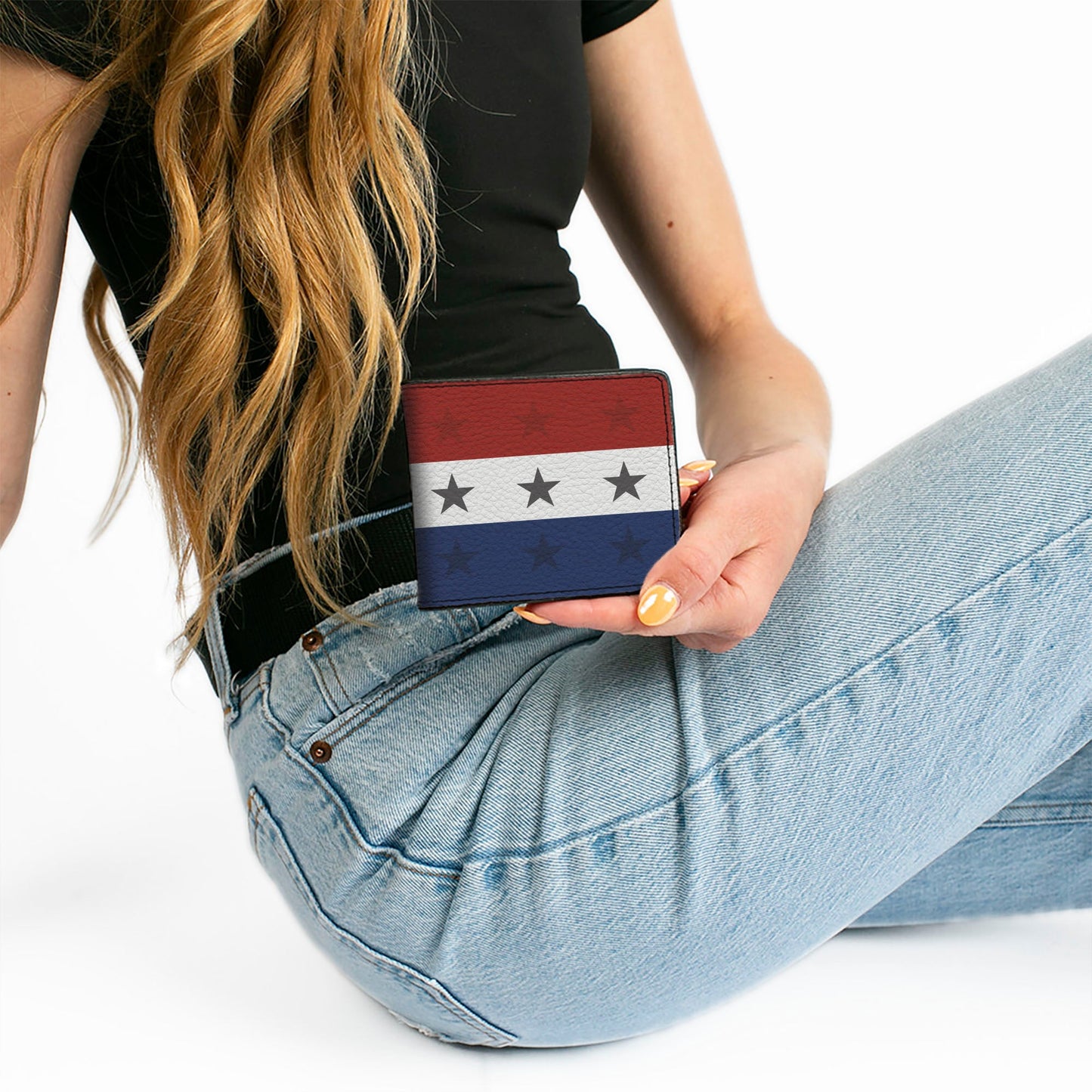 Bi-Fold Wallet - Americana Star Stripes Red White Blue