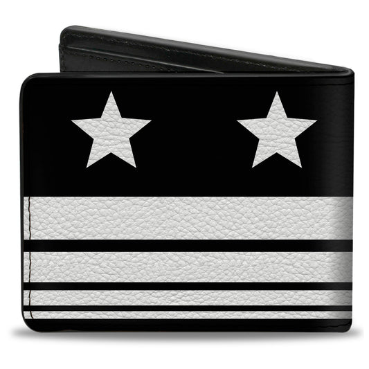 Bi-Fold Wallet - Americana Stars & Stripes4 Black White