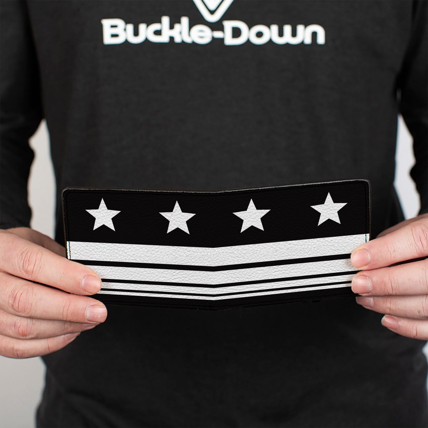 Bi-Fold Wallet - Americana Stars & Stripes4 Black White