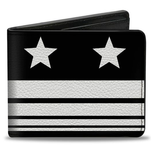 Bi-Fold Wallet - Americana Stars & Stripes4 Black White