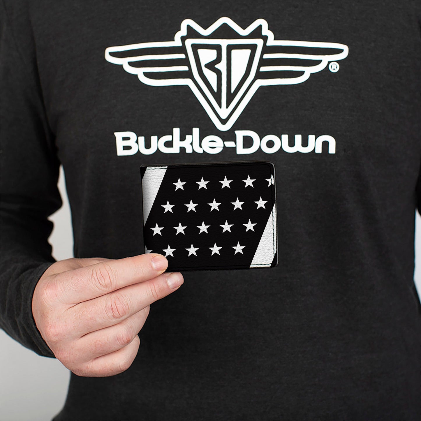 Bi-Fold Wallet - American Flag Diagonal Black White