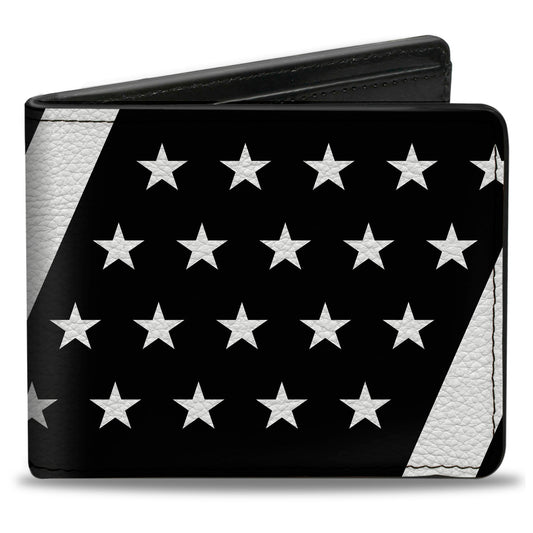 Bi-Fold Wallet - American Flag Diagonal Black White