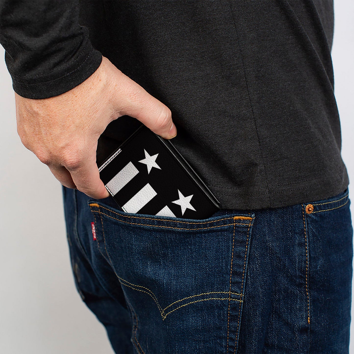 Bi-Fold Wallet - Americana Stars & Stripes Black White