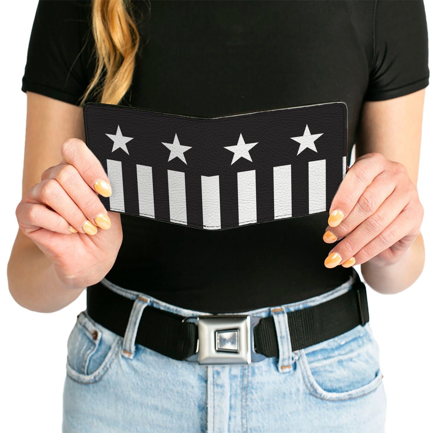 Bi-Fold Wallet - Americana Stars & Stripes Black White