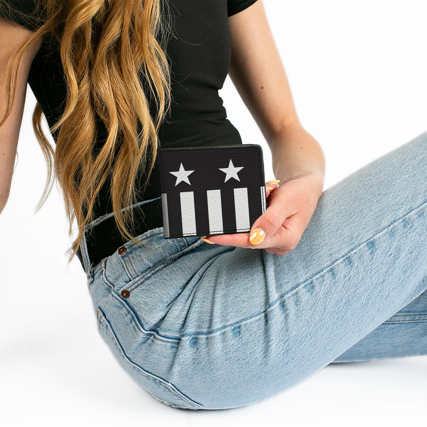 Bi-Fold Wallet - Americana Stars & Stripes Black White
