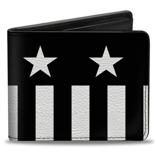 Bi-Fold Wallet - Americana Stars & Stripes Black White