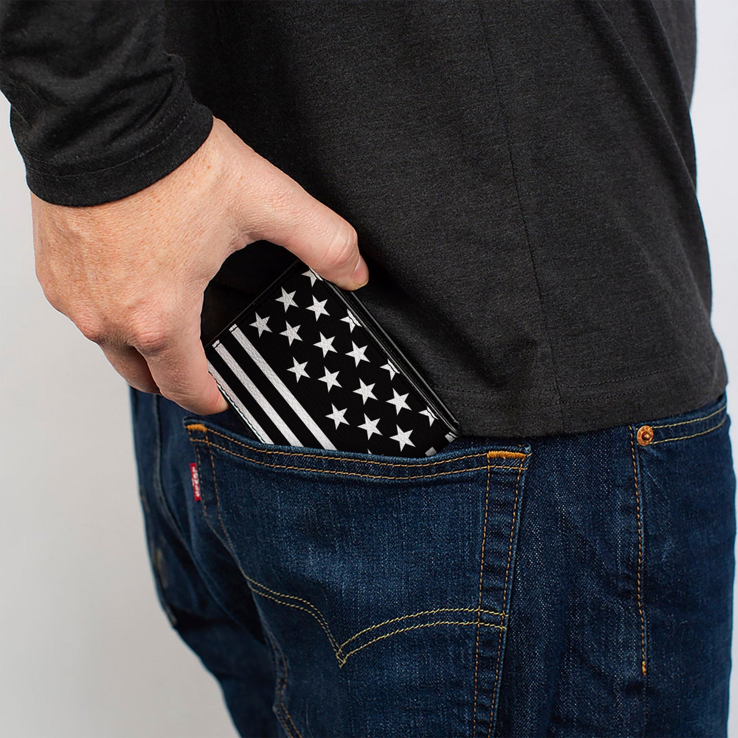 Bi-Fold Wallet - Americana Flag WE THE PEOPLE Black White