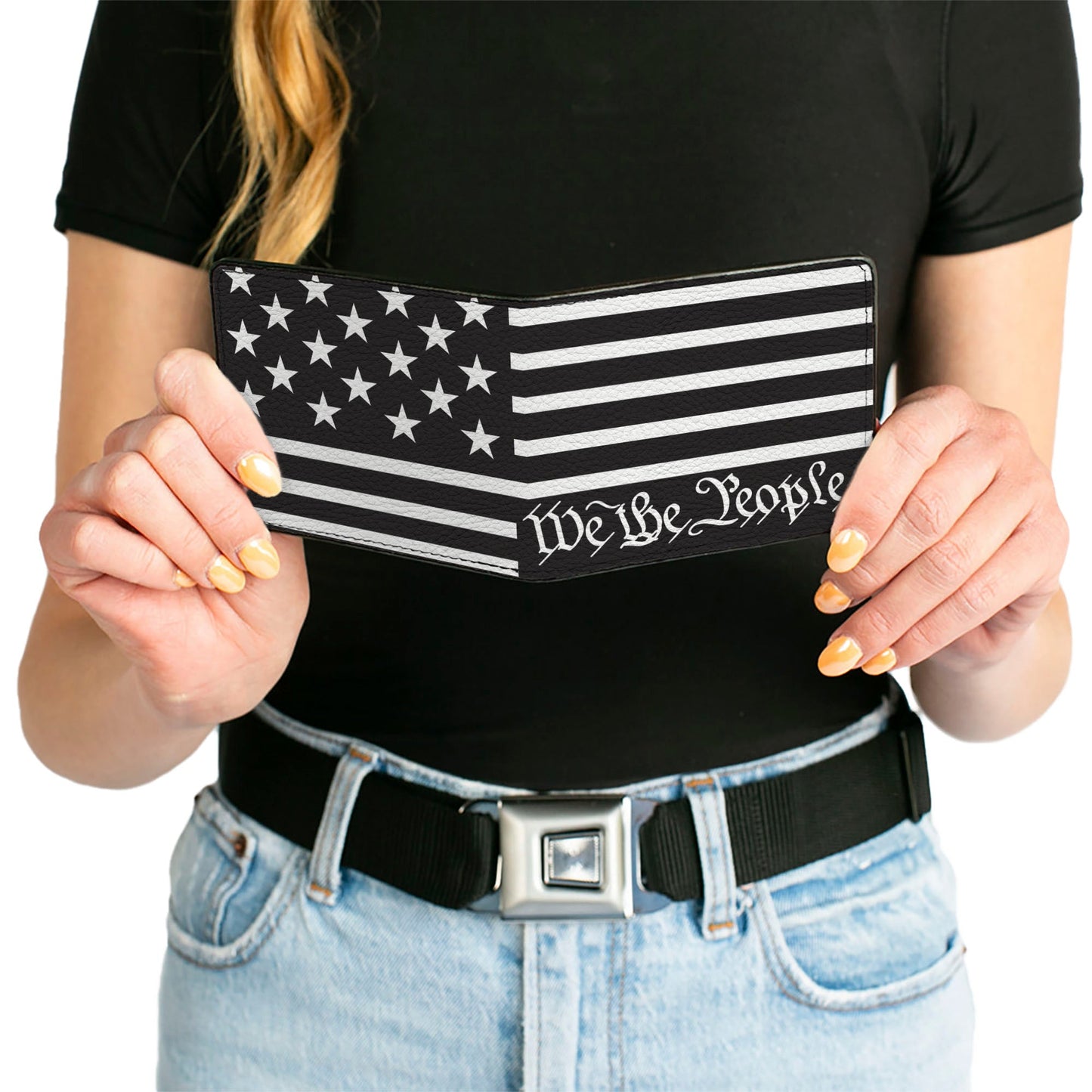 Bi-Fold Wallet - Americana Flag WE THE PEOPLE Black White