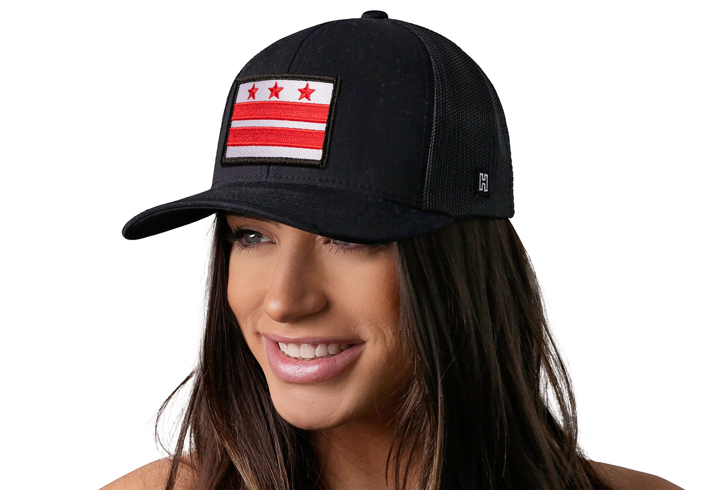 Washington DC Flag Trucker Hat  |  Black Snapback