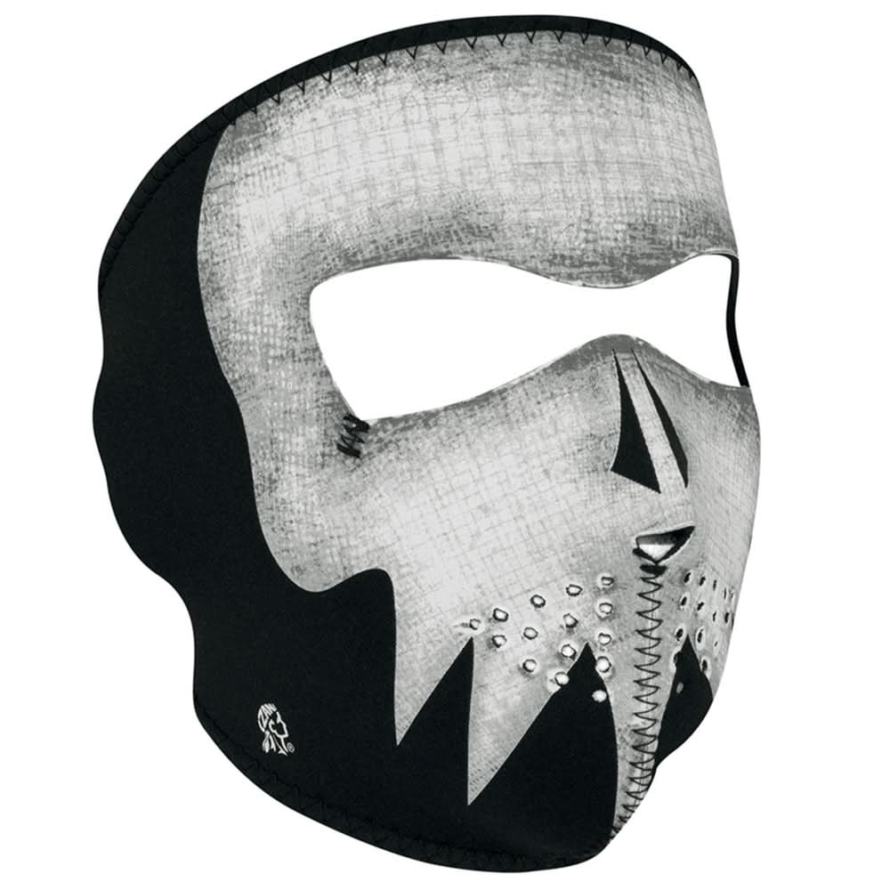 WNFM81G ZAN® Full Mask- Neoprene- Gray Skull, Glow in the Dark