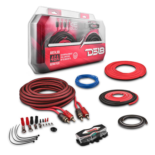 4-GA Amplifier Installation Wiring Kit - Red