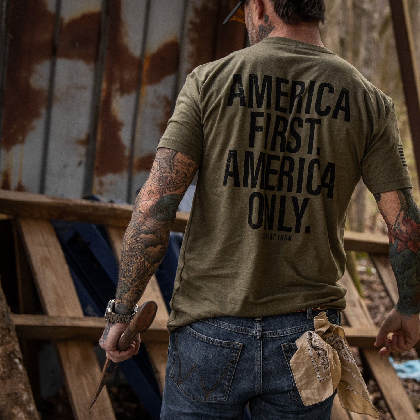 America First. American Only. Men's T-Shirt