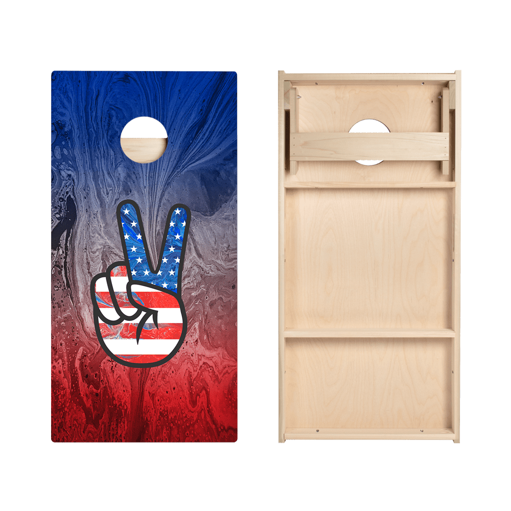 American Flag Peace Sign Star Cornhole Boards