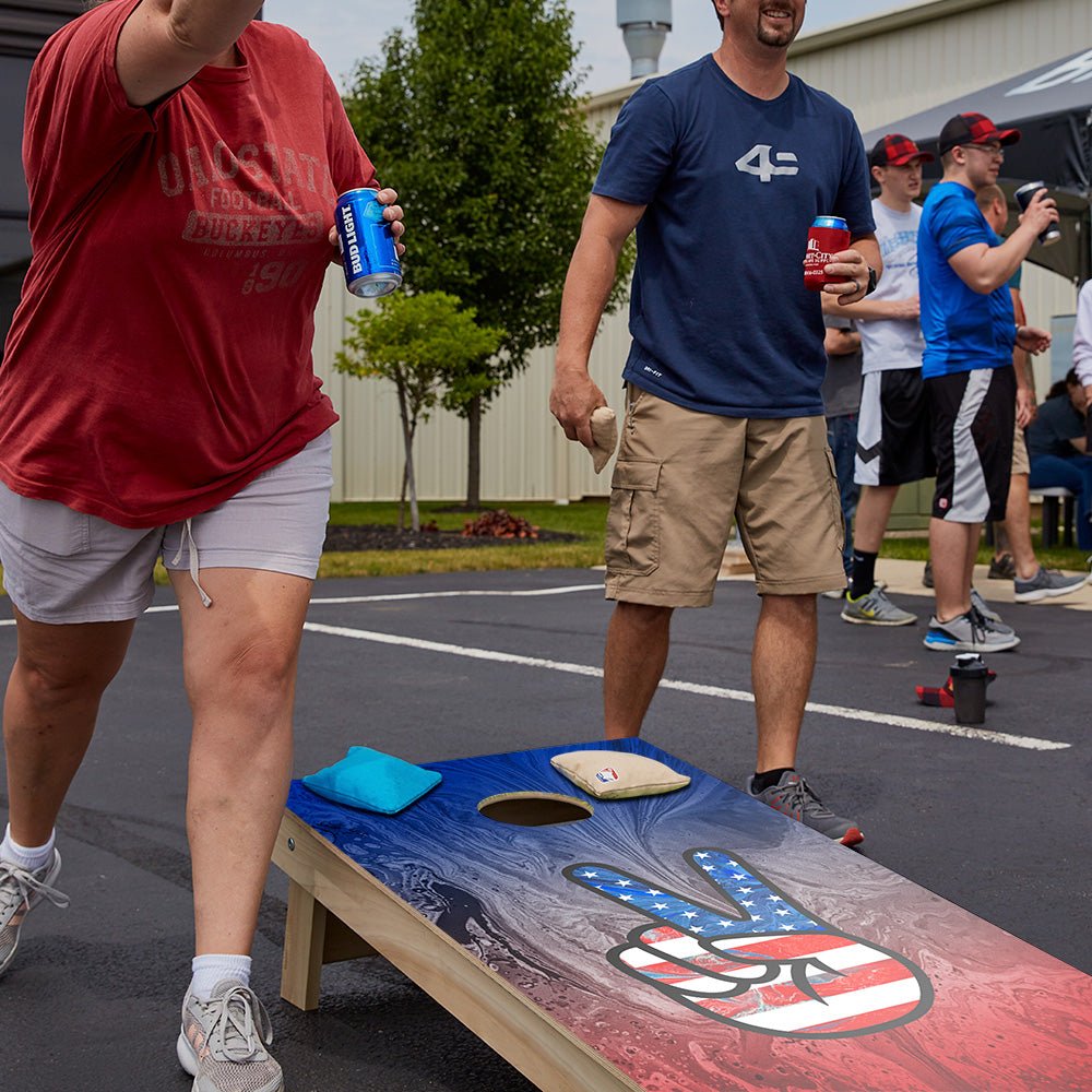 American Flag Peace Sign Star Cornhole Boards