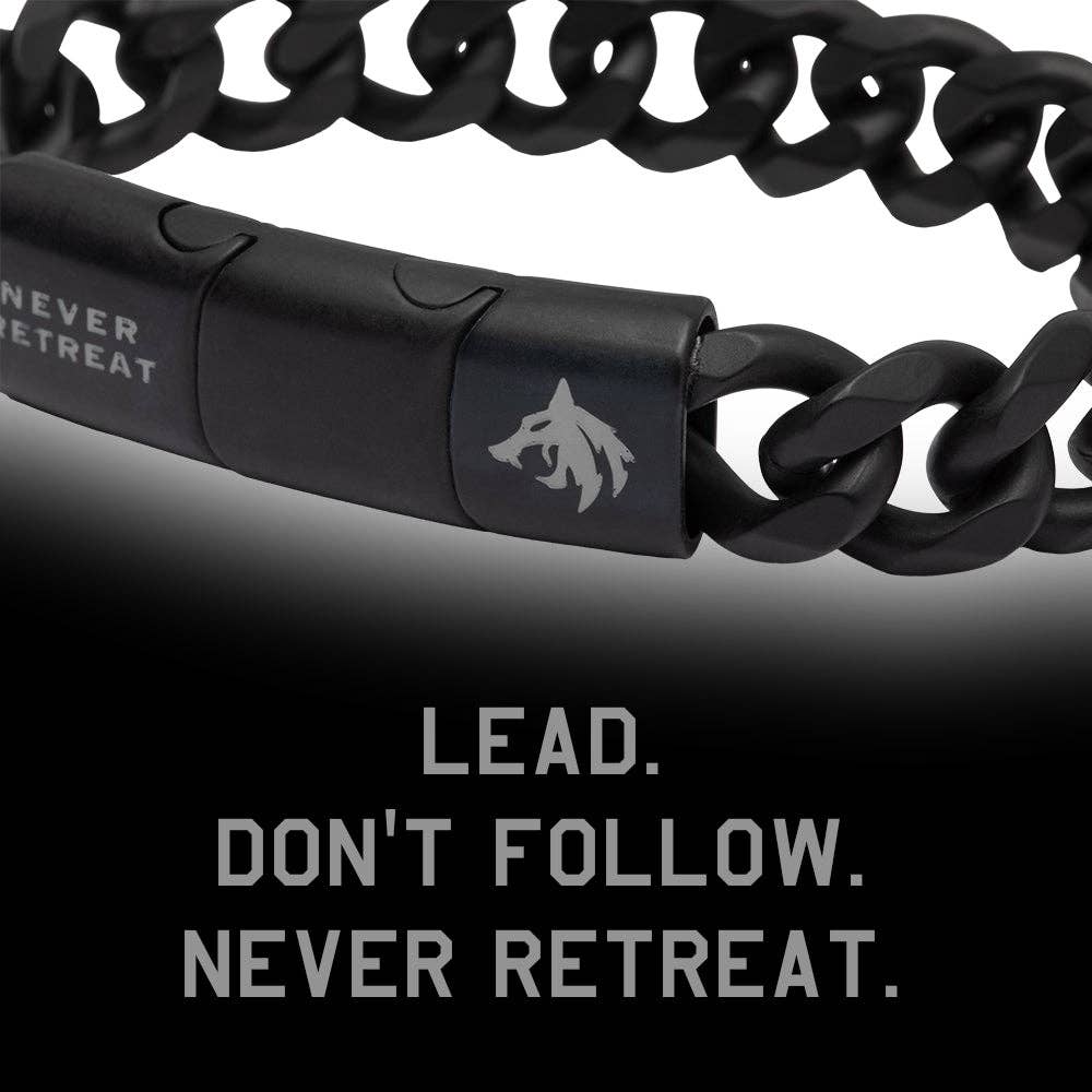 Never Retreat Alpha Wolf Cuban Link Necklace: Helps Pair Veterans With A Service Dog Or Shelter Dog -Faire