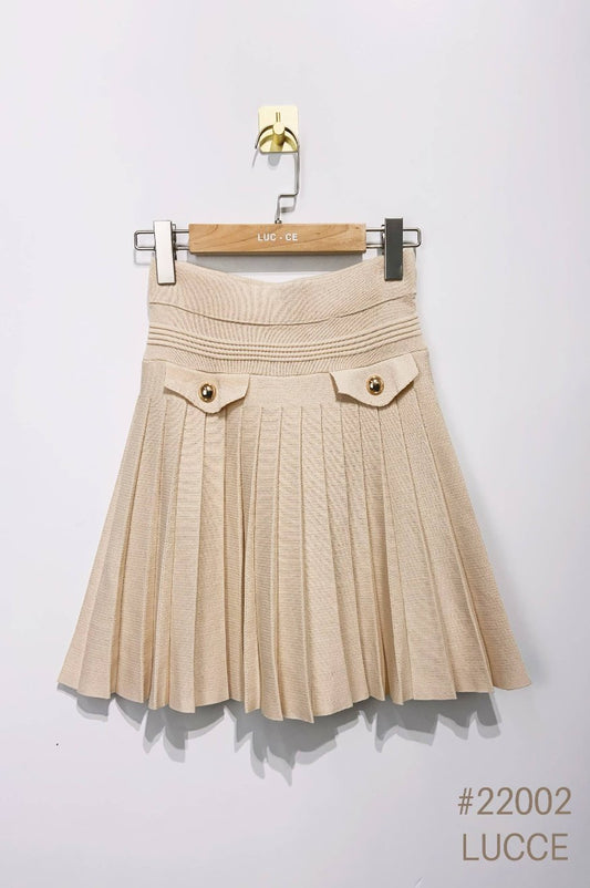 Khaki Pleated knit skirt -clearance