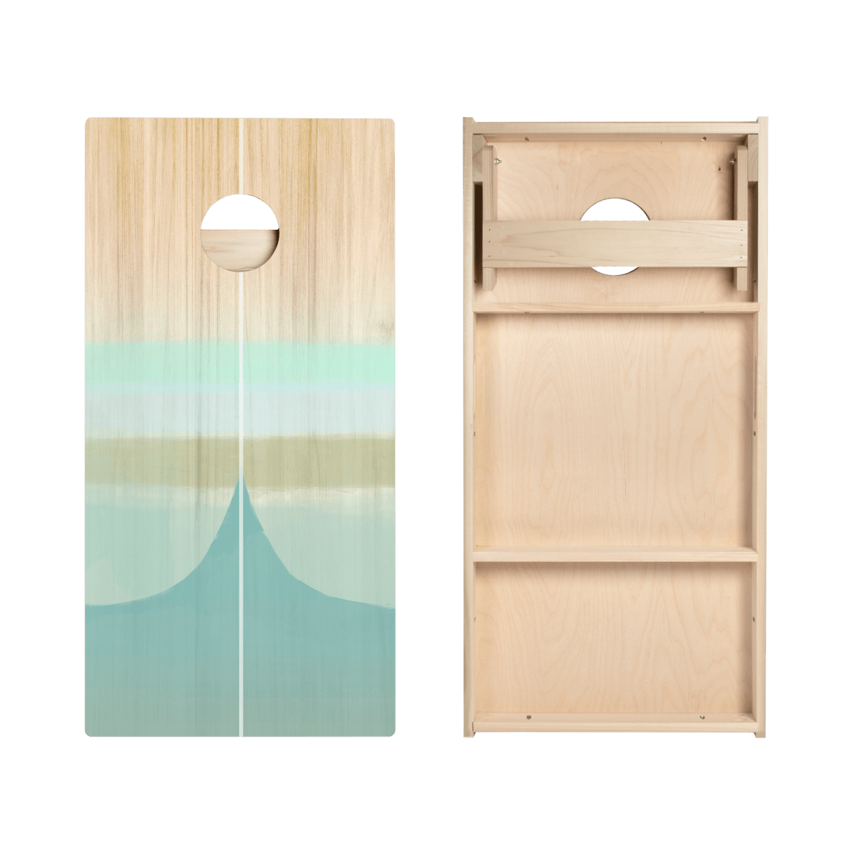 Bamboo Wood Watercolor Surf Star Cornhole Boards