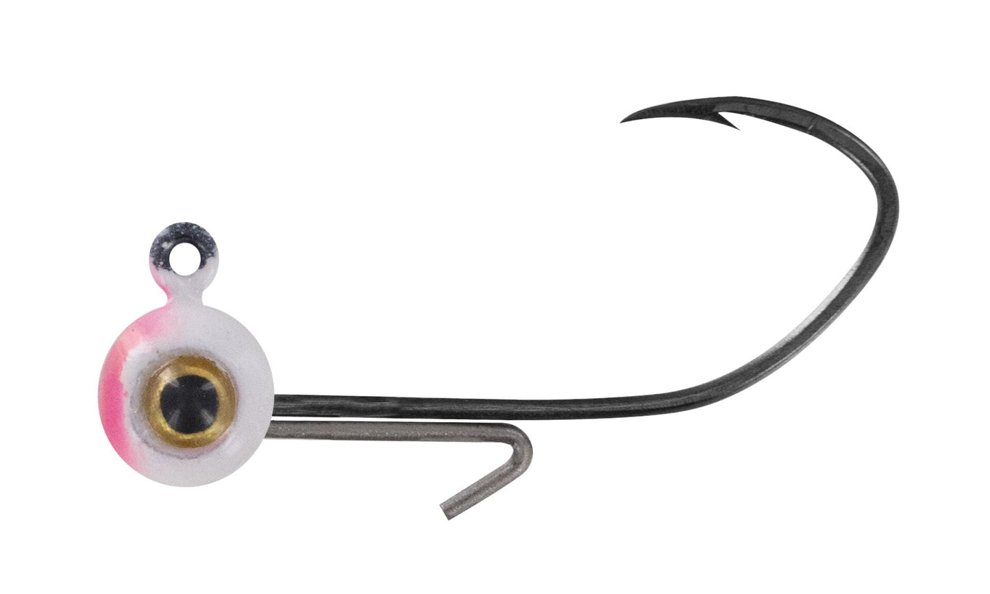 Cam's 20ct. Premium White & Pink (1/8 #2 Nasty Bend Hook) Holographic Life Like Double Paint Jig Head