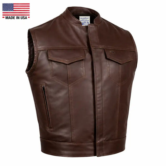 BECK® Men's 566 Brown Horsehide Leather Motorcycle Vest