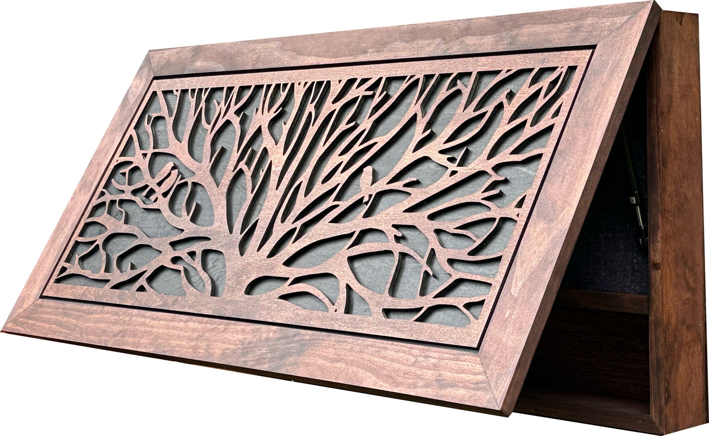 Birds in a Tree Large Gun Concealment Decor - Handcrafted Wooden Gun Cabinets - Gun Shelf Hidden Storage for Rifles, Shotguns, & Handguns - Quick Access Hidden Wall Safe