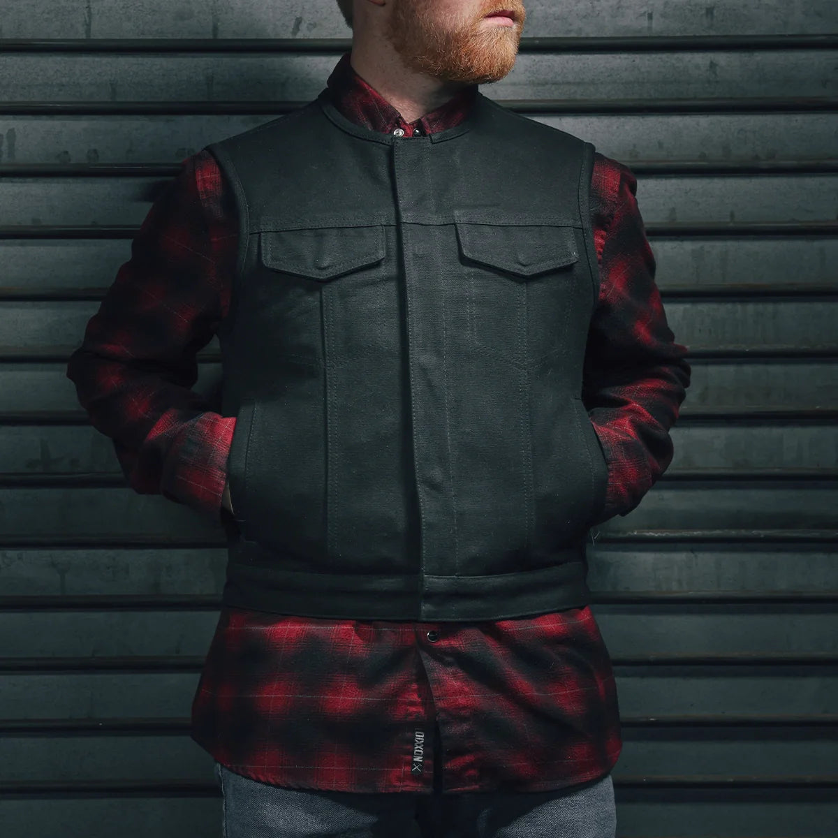 Lowside Black Men's Motorcycle Canvas Vest