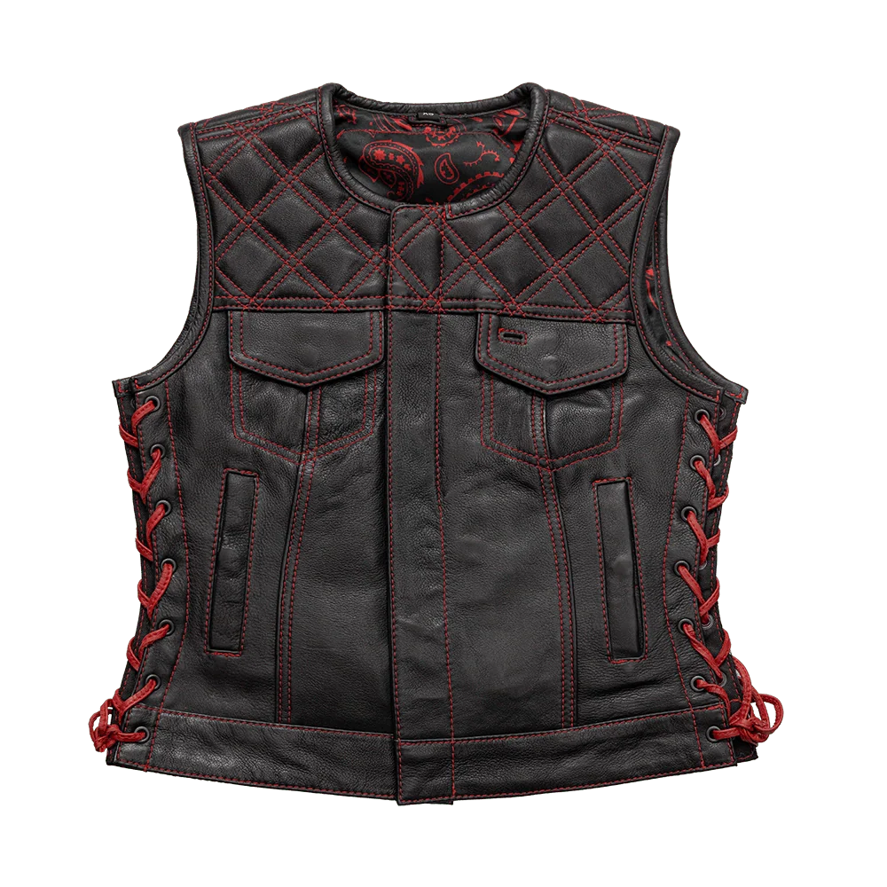 Bonnie - Women's Motorcycle Leather Vest - Diamond Quilt