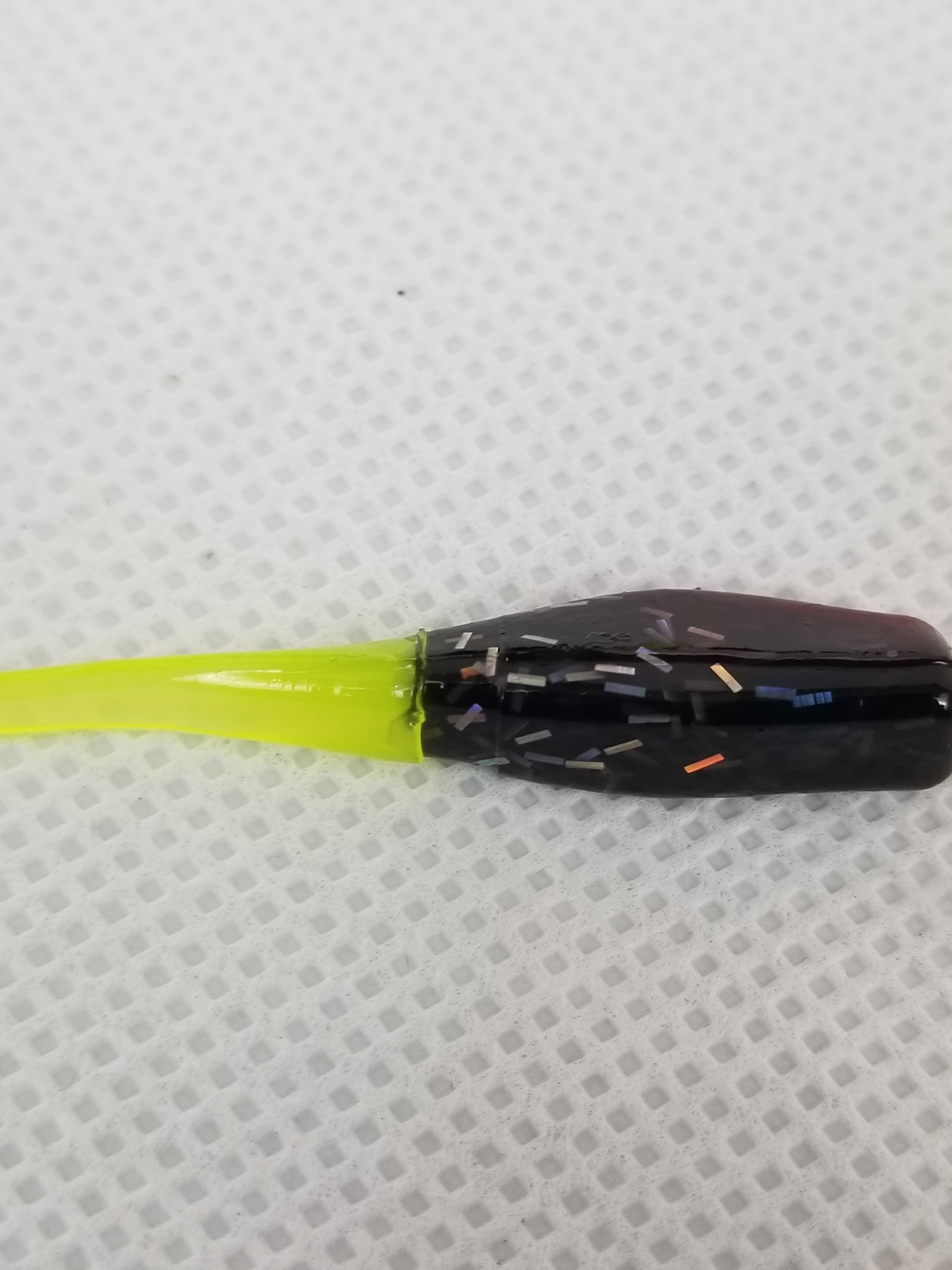 Cam's 2"(HOLOGRAM FLAKE)  Stinger Shad 35pc Red Black & Chartreuse Crappie Soft Jigs [A Cam's Exclusive]