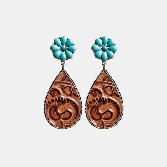 Turquoise Flower Teardrop Earrings - 3 Styles