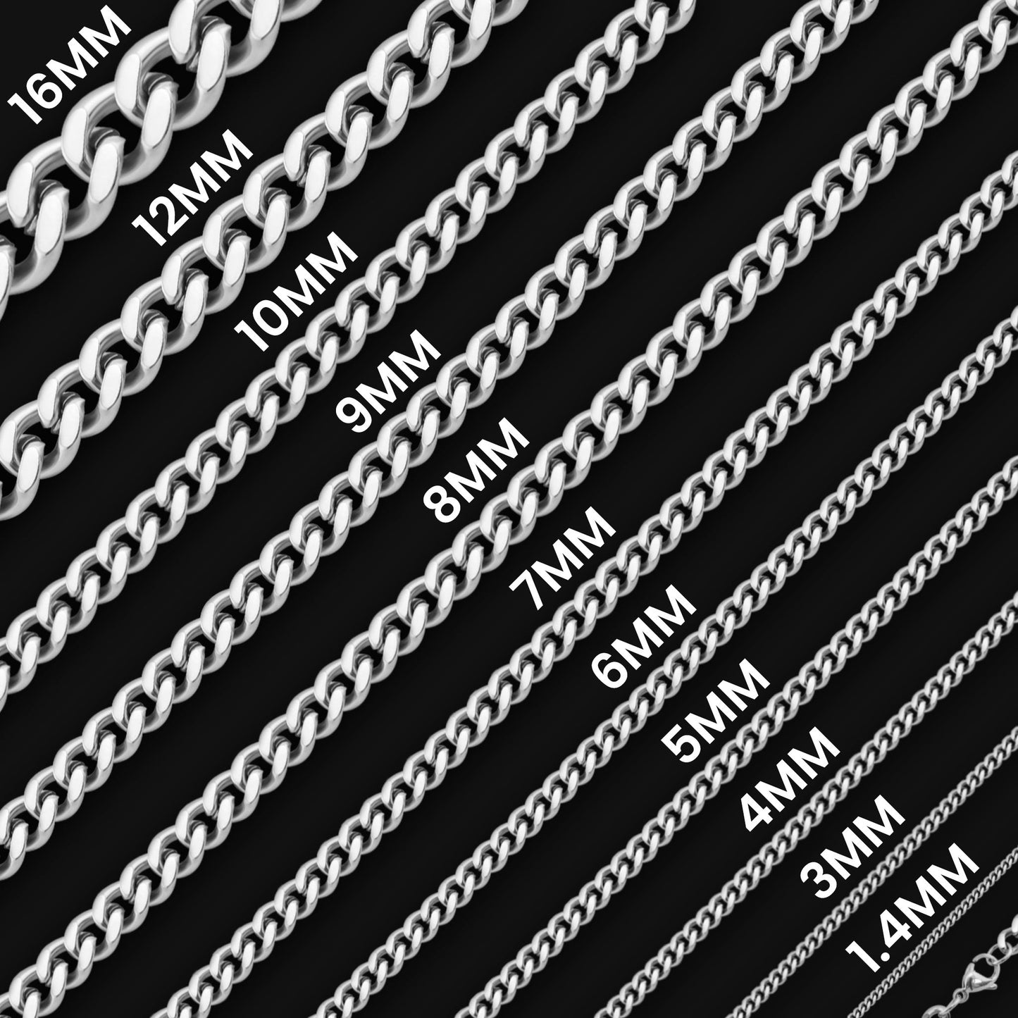 Stainless Steel Diamond Cut Curb Chain Necklace