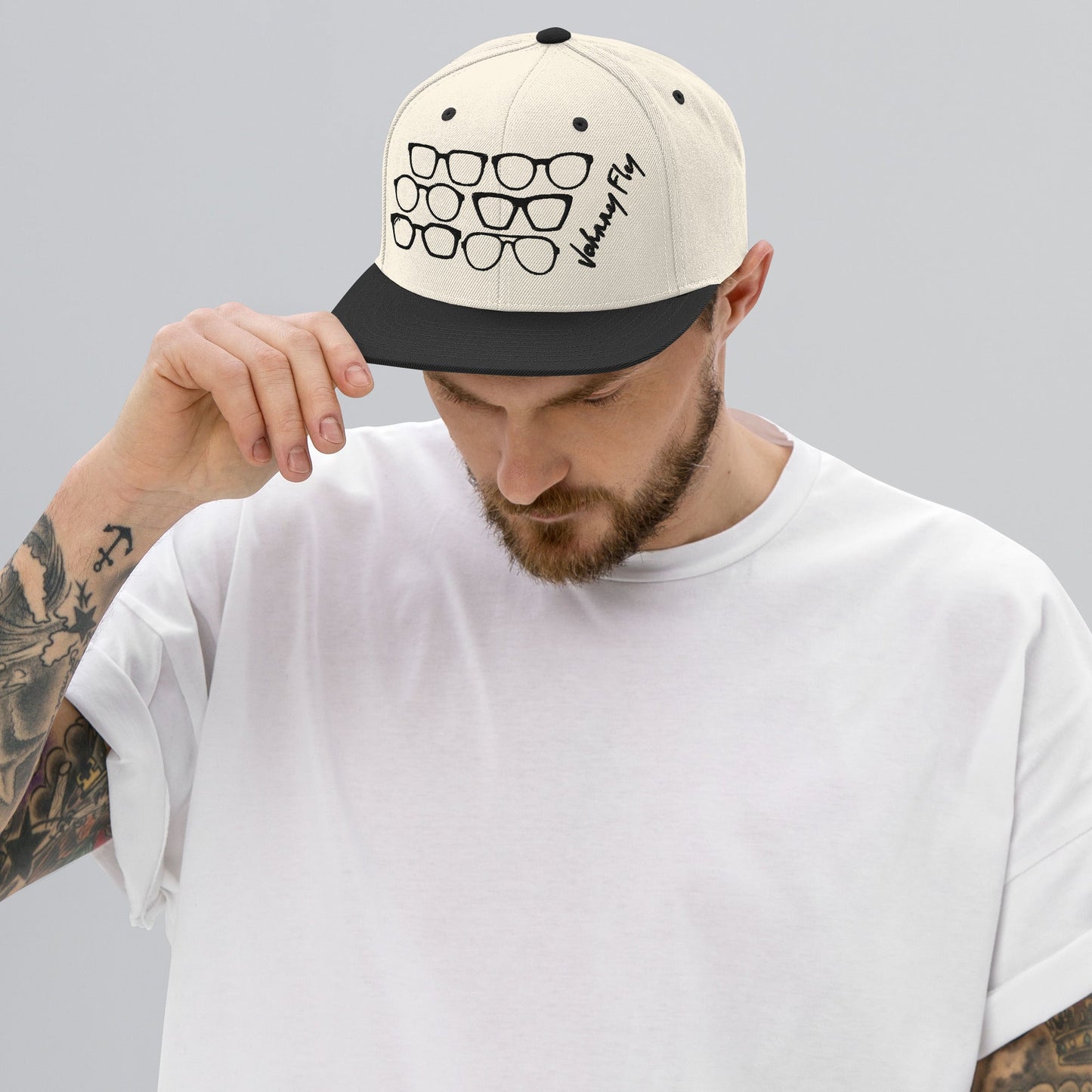 Fly Frames Snapback Hat - Creme/Black