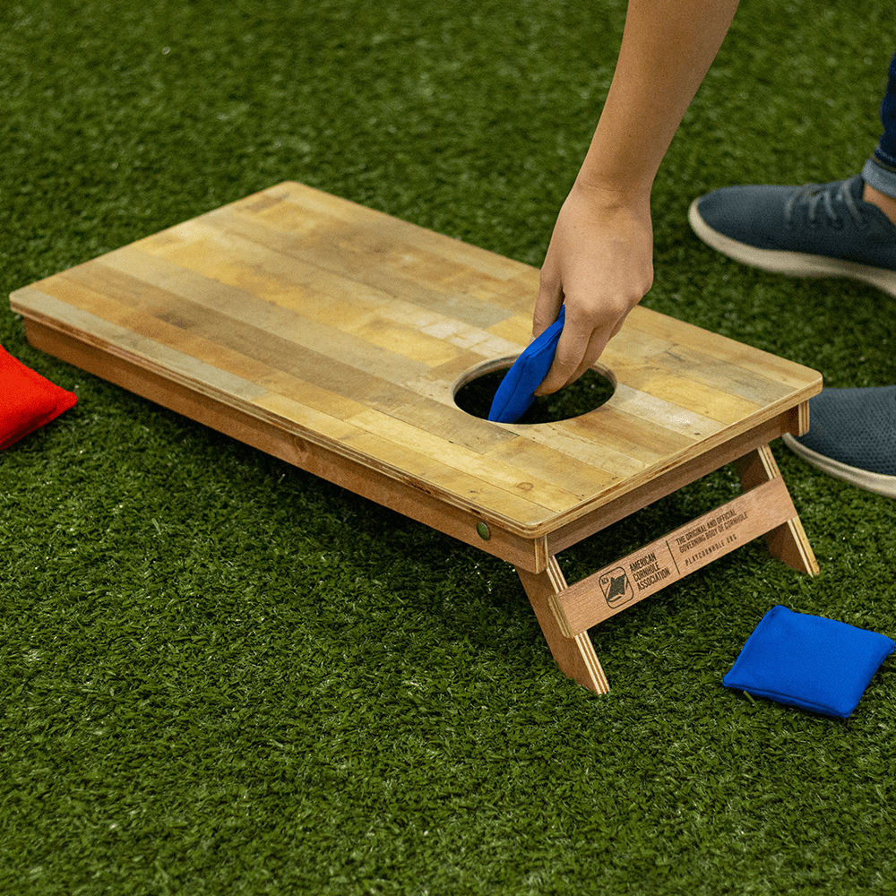 Classic Triangle Blue White Red Distressed Backyard 1x2ft Cornhole Boards