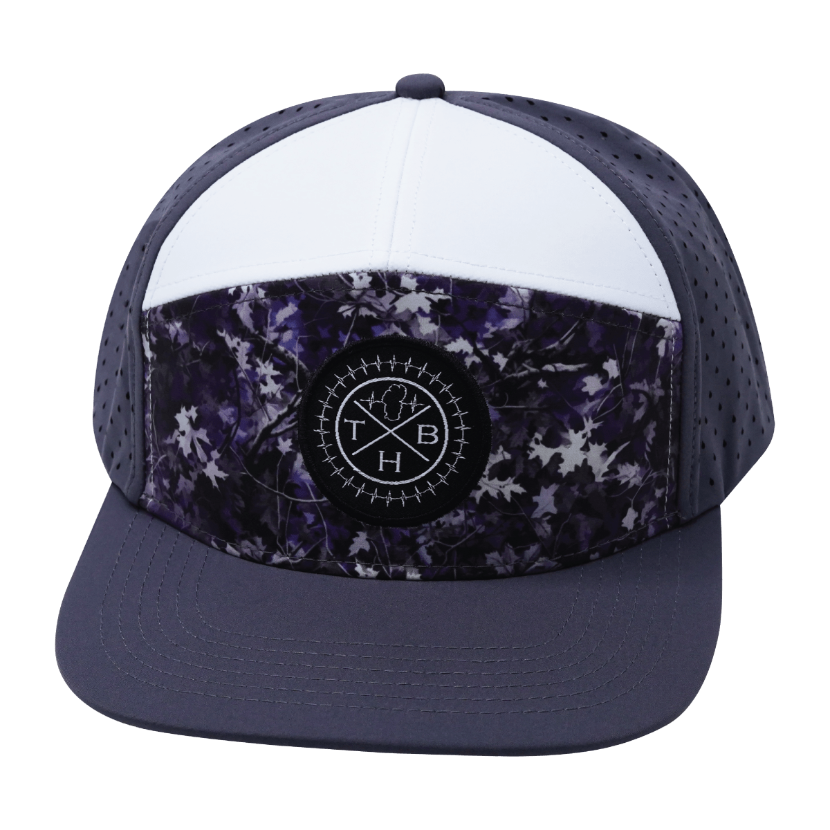 Color Vibes Hat - Flat Bill - Blue Fall Camo - Charcoal / White - Laser Mesh