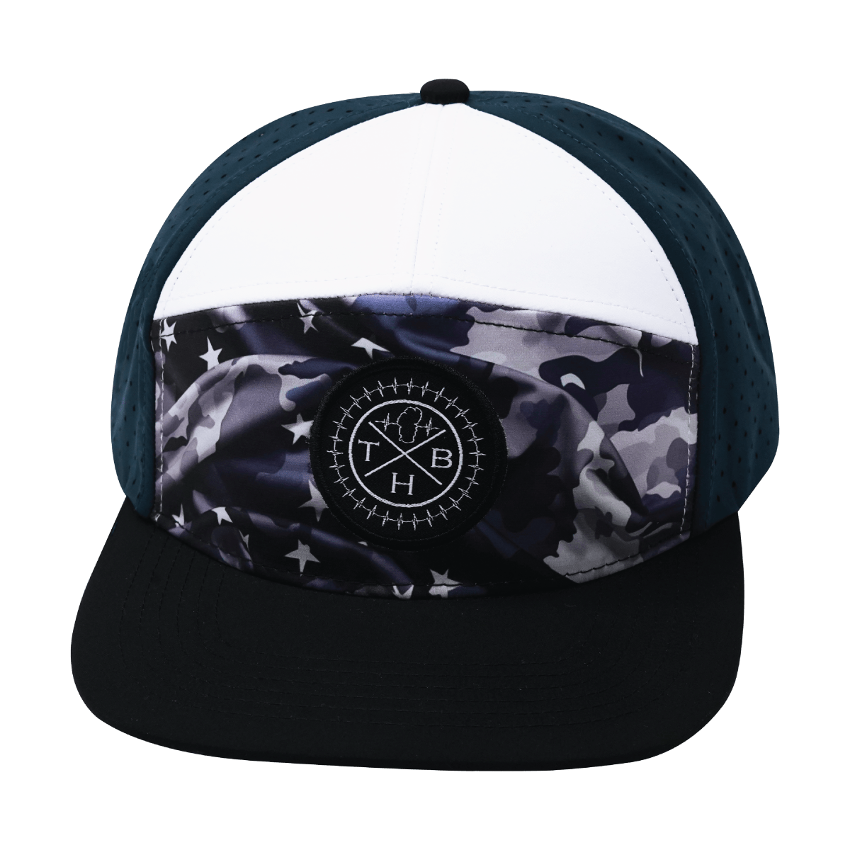Color Vibes Hat - Flat Bill - Patriots Night - Black / White / Navy - Laser Mesh