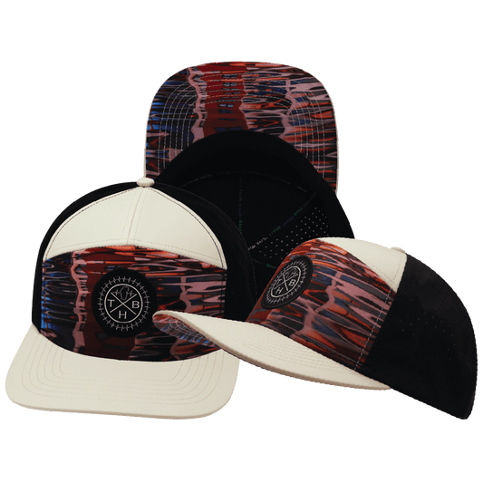 **ADULT** Color Vibes Hat - Flat Bill - Art Deco - Cream / Black - Laser Mesh
