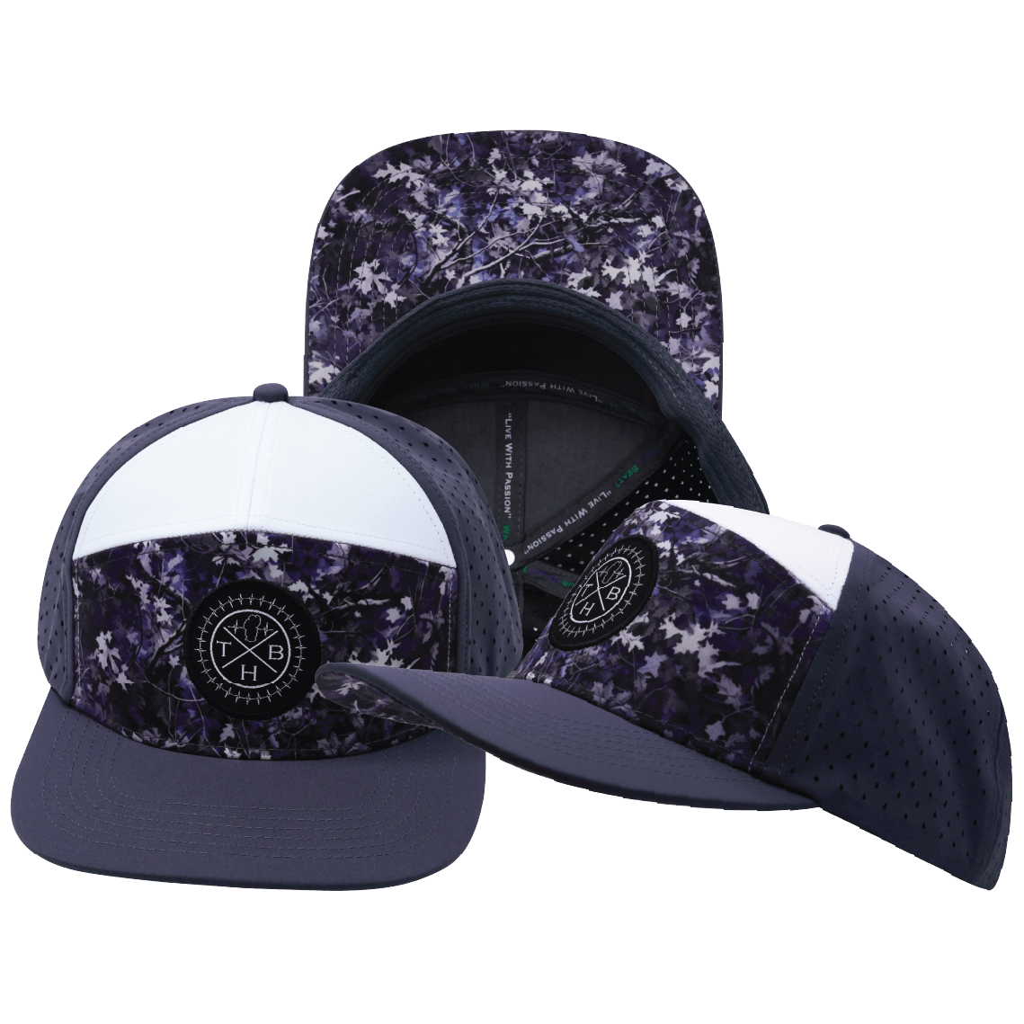 Color Vibes Hat - Flat Bill - Blue Fall Camo - Charcoal / White - Laser Mesh