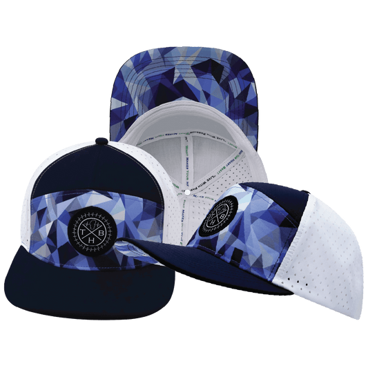 **ADULT** Color Vibes Hat - Flat Bill - Geo Blue - Navy / White - Laser Mesh