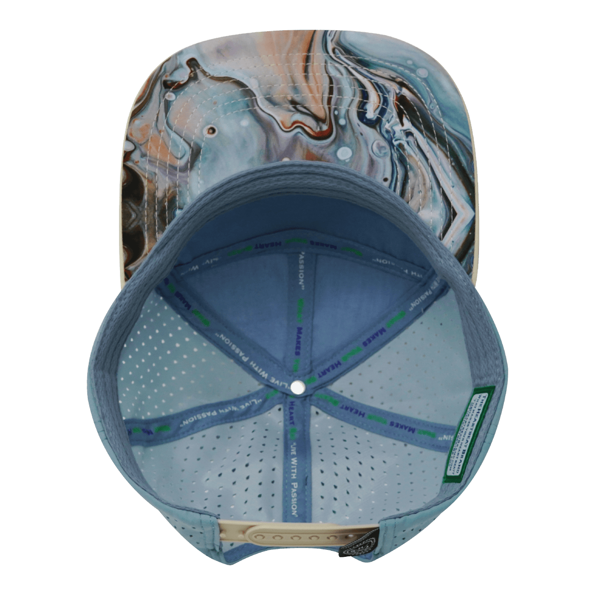 Color Vibes Hat - Flat Bill - Marble Earth - Cream / White / Light Blue - Laser Mesh