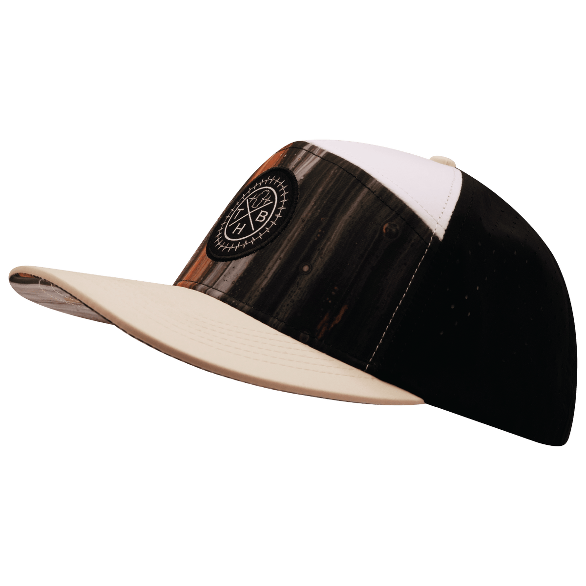 Color Vibes Hat - Flat Bill - Mystic Tree - Cream / White / Black - Laser Mesh