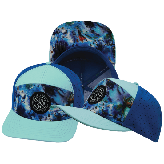 **ADULT** Color Vibes Hat - Flat Bill - Nebula - Mint / Blue - Laser Mesh